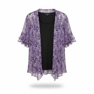 Sara Michelle Women's Floral Top - Lavender and Black
